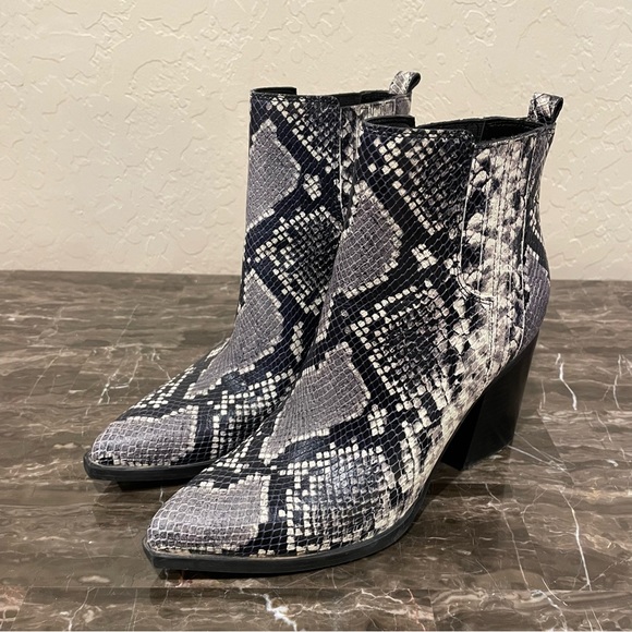 Marc Fisher Alva Snake Embossed Leather Ankle Boots - Picture 4 of 12